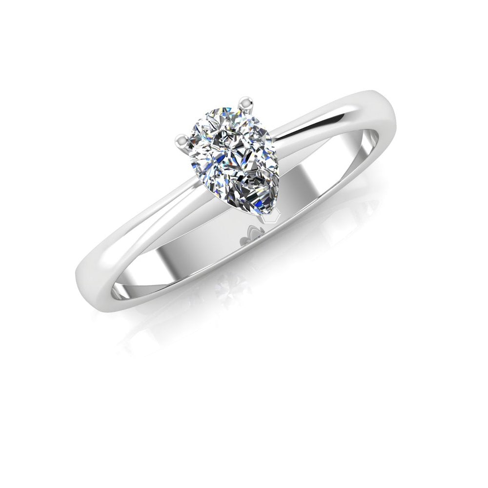 Petite Pear Solitaire Moissanite Engagement Ring