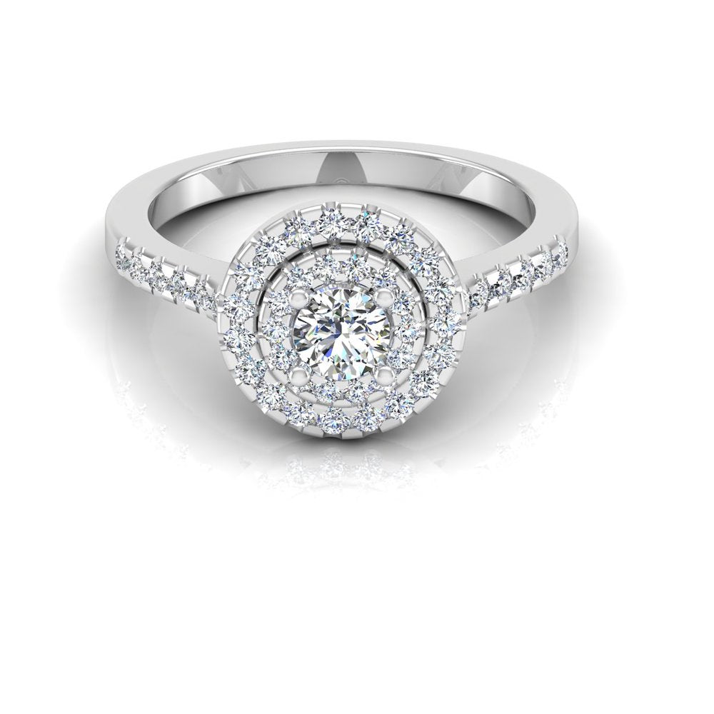 Petite Round Brilliant Double Halo Moissanite Engagement Ring front