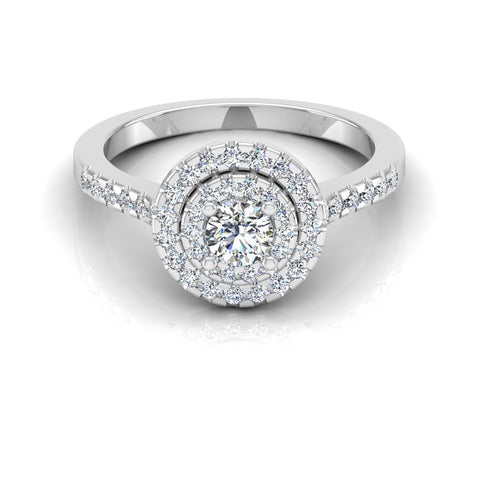 Petite Round Brilliant Double Halo Moissanite Engagement Ring front