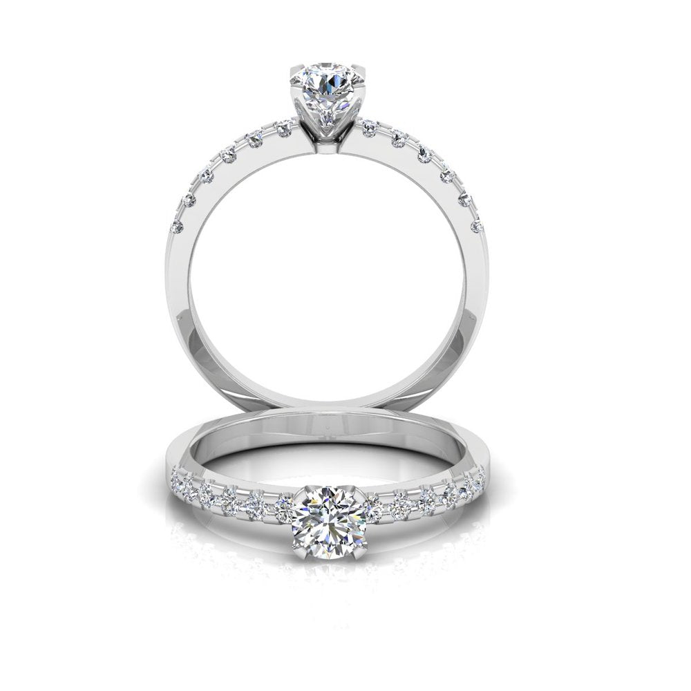 Petite Round Brilliant Moissanite Engagement Ring set