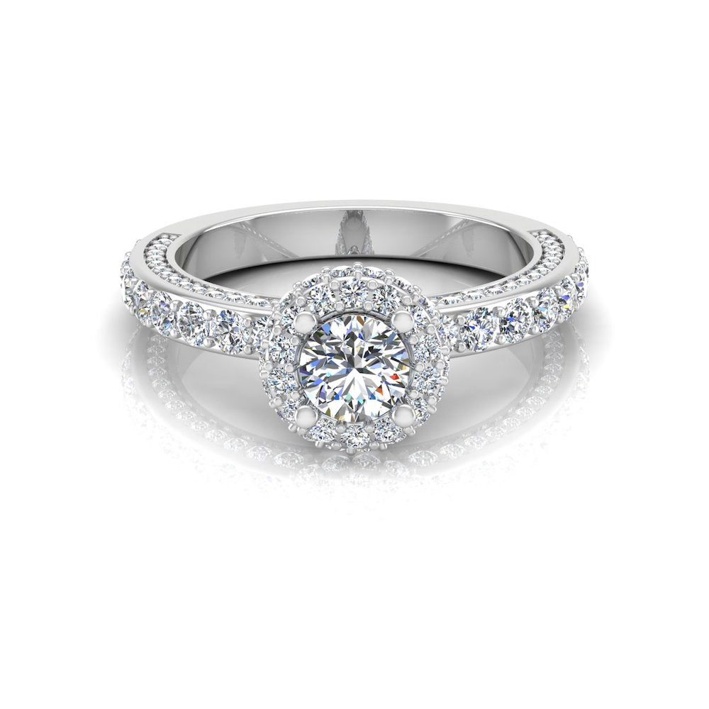 Petite Round Moissanite Halo Engagement Ring front