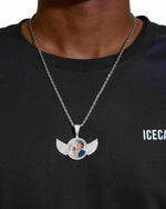 Custom Picture Pendant With Wings 14K Gold - White Gold