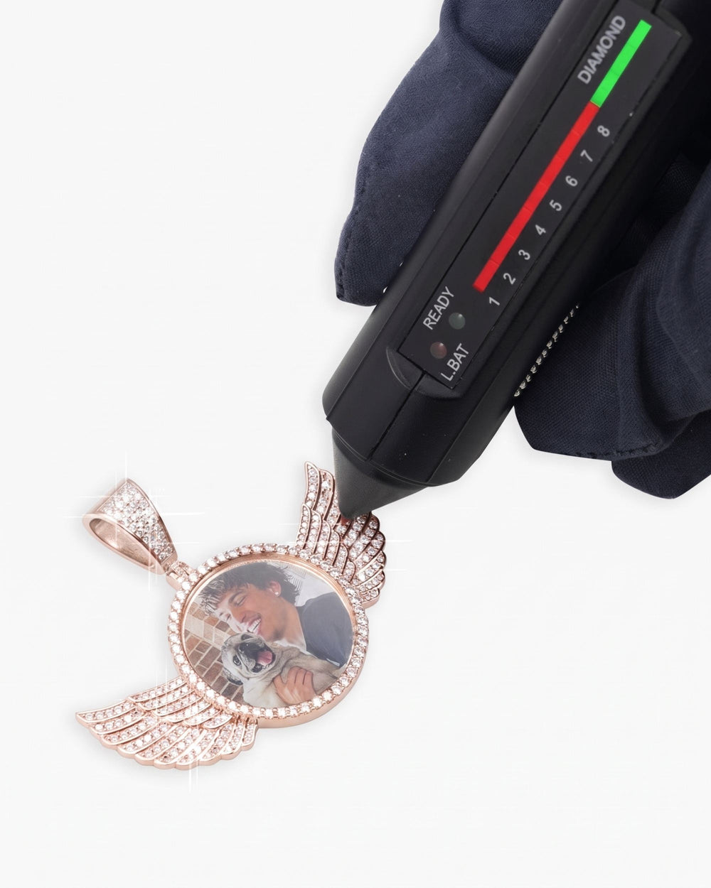 Custom Picture Pendant With Wings 14K Gold - Rose Gold