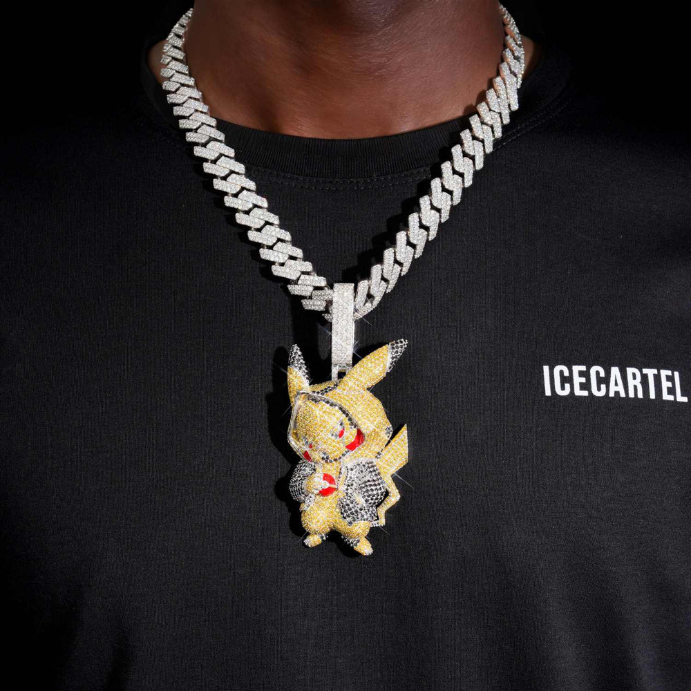 pikachu custom moissanite logo pendant 14k gold icecartel model