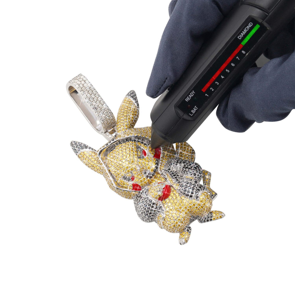 pikachu custom moissanite logo pendant 14k gold icecartel test