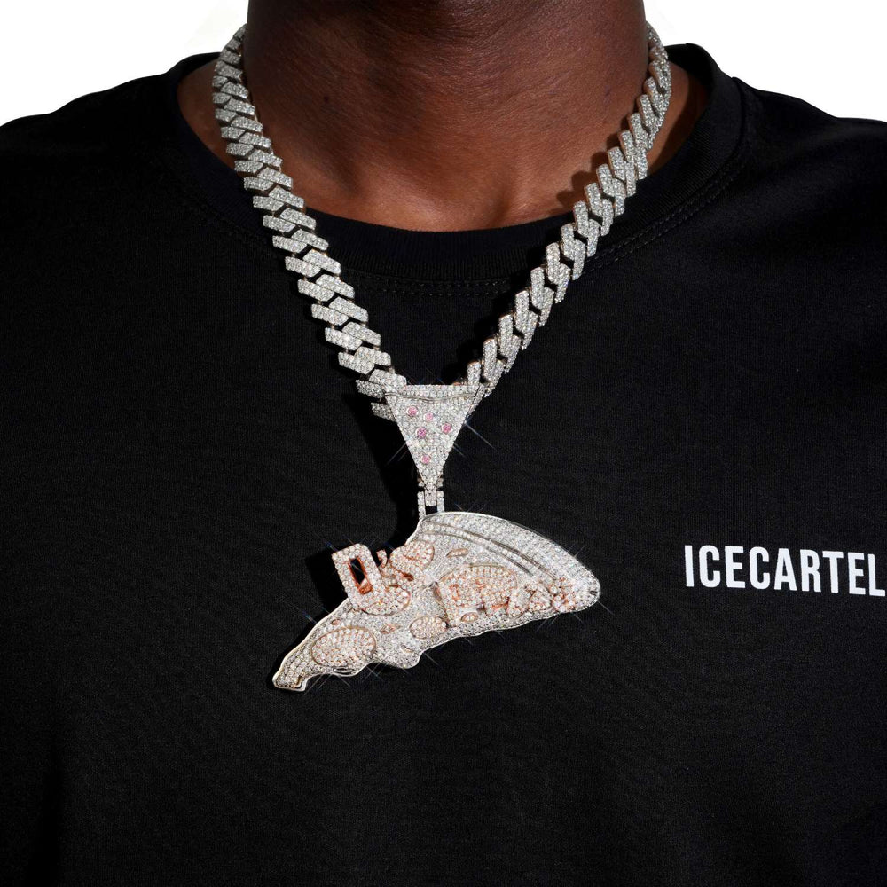 pizza custom moissanite logo pendant 14k gold ICECARTEL model