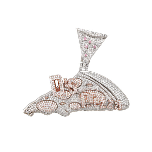 pizza custom moissanite logo pendant 14k gold ICECARTEL