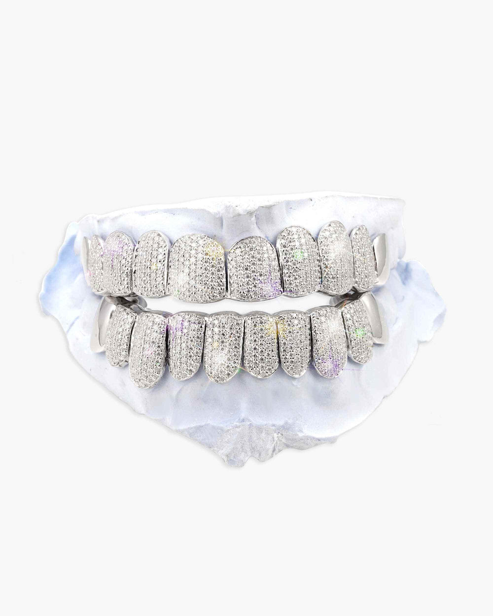 Plain Tusk Diamond Grillz 14K Gold - White Gold