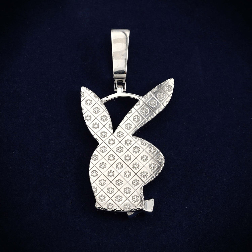 playboy custom moissanite logo pendant 14k gold ICECARTEL back