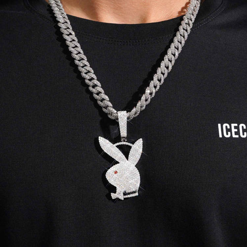 playboy custom moissanite logo pendant 14k gold ICECARTEL model
