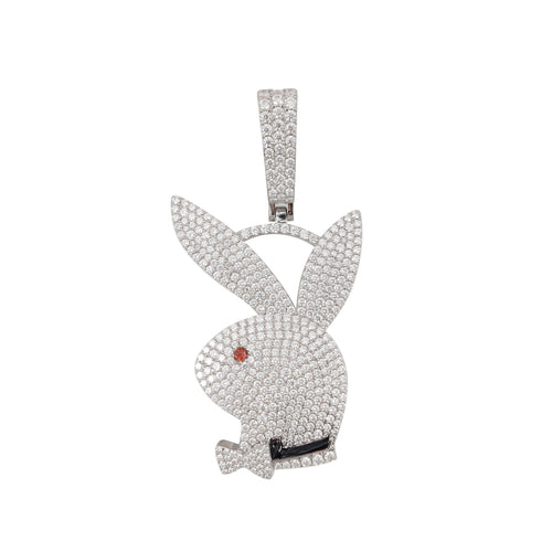 playboy custom moissanite logo pendant 14k gold ICECARTEL white