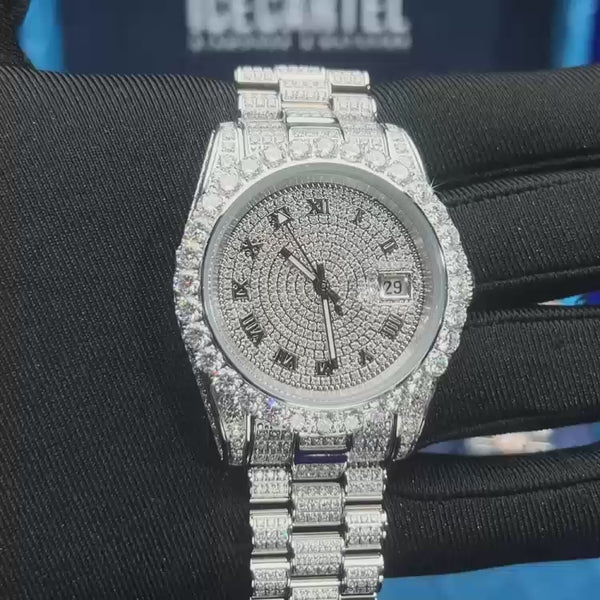 moissanite presidential watch white gold 2