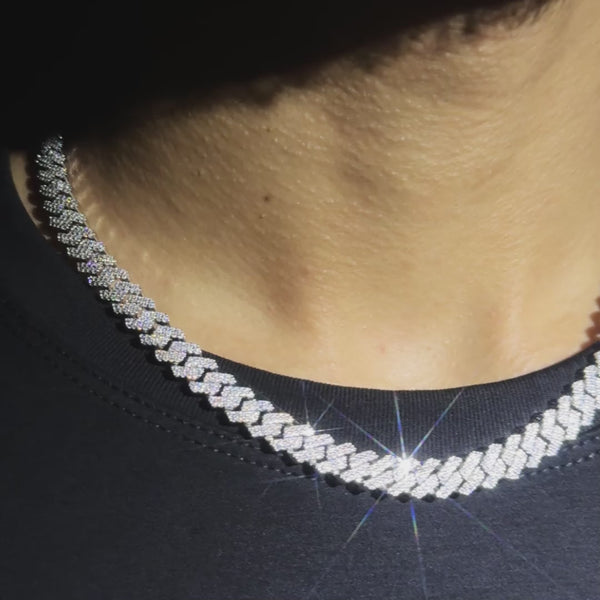 8MM Moissanite Prong Cuban Link Chain 14K Gold