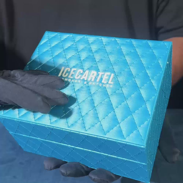 Moissanite Presidential Watch | Blue Face | 41MM | 13.3CT Iced Out | 14K White Gold