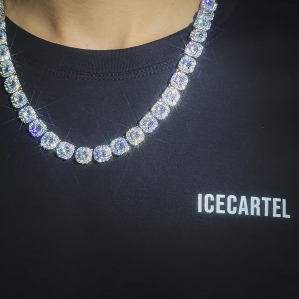 10MM Moissanite Clustered Tennis Chain 14K Gold