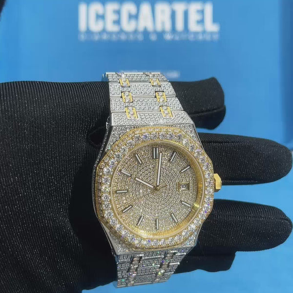 Moissanite Bust Down Watch 14k Yellow Gold Video