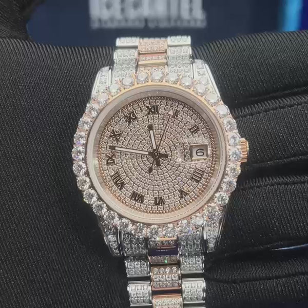 moissanite presidential watch rose gold