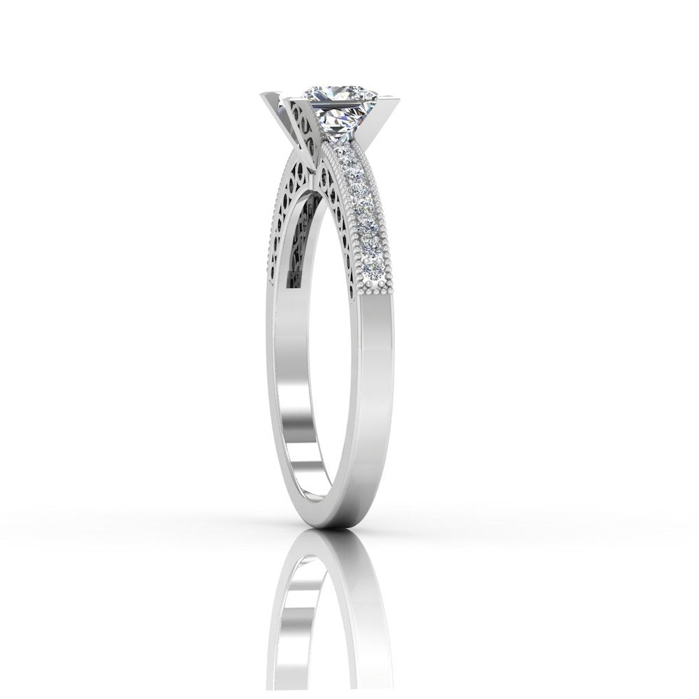 Princess Cut Cathedral Moissanite Engagement Ring edge