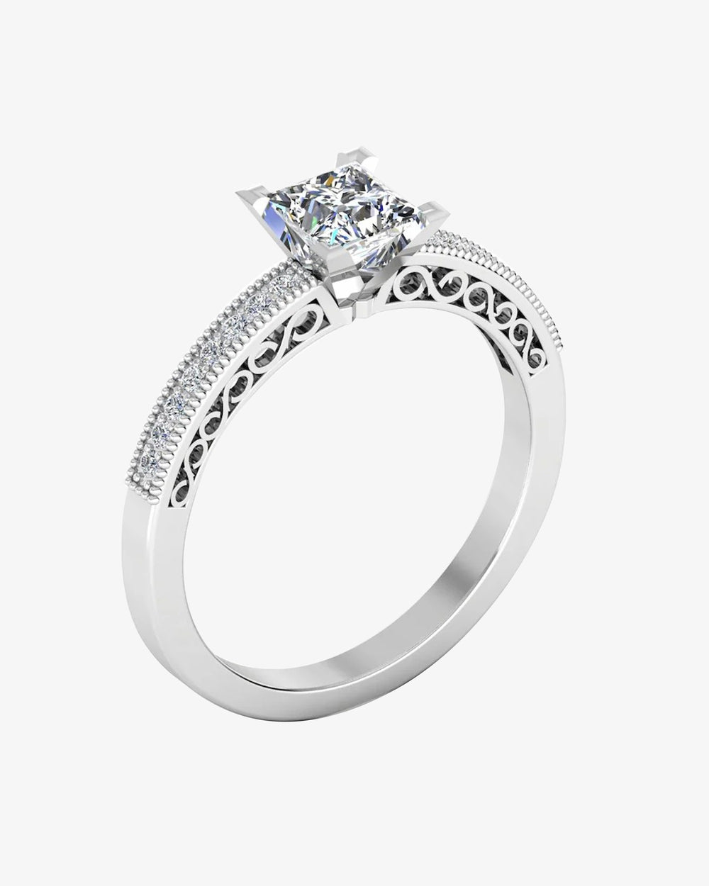 princess cut cathedral moissanite engagement ring icecartel angle