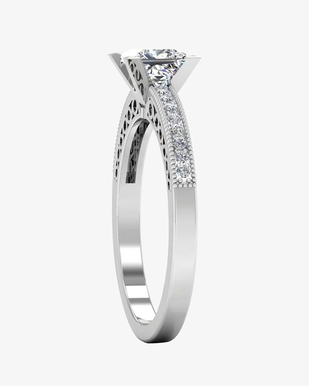 princess cut cathedral moissanite engagement ring icecartel side