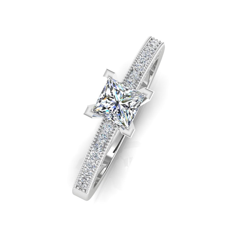 Princess Cut Cathedral Moissanite Engagement Ring top