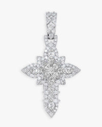 princess cut moissanite cross pendant 14k gold icecartel white main