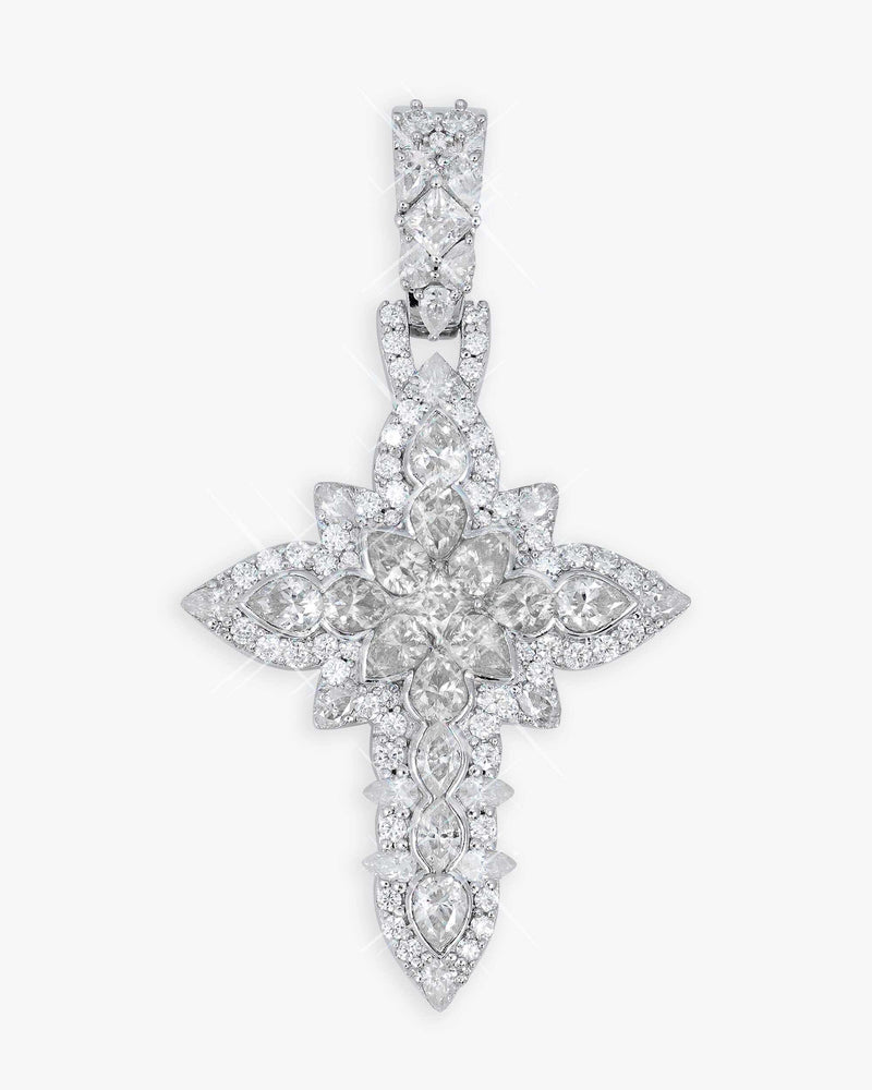 Princess Cut Moissanite Cross Pendant 14K Gold - White Moissanite
