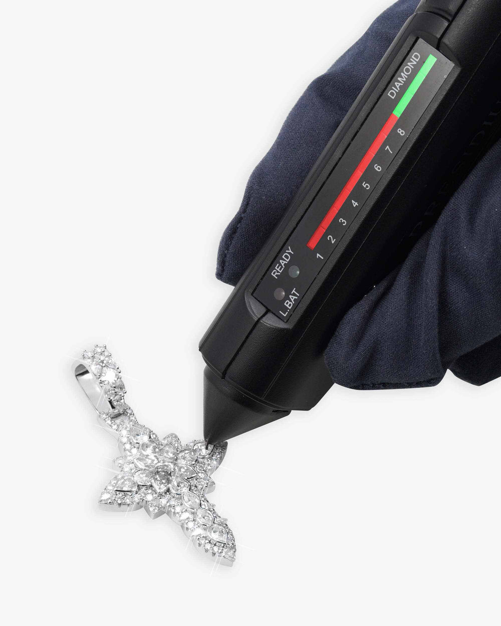 Princess Cut Moissanite Cross Pendant 14K Gold - White Moissanite