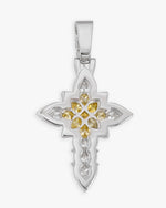 Princess Cut Moissanite Cross Pendant 14K Gold - Yellow Moissanite