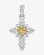 Princess Cut Moissanite Cross Pendant 14K Gold - Yellow Moissanite