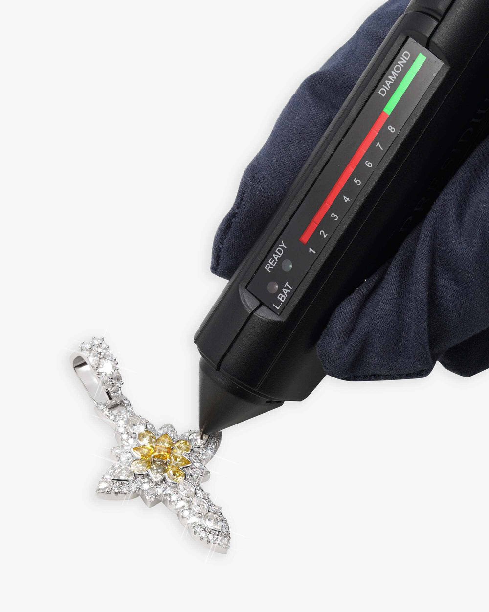 Princess Cut Moissanite Cross Pendant 14K Gold - Yellow Moissanite