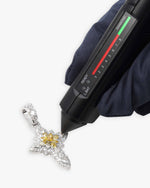 Princess Cut Moissanite Cross Pendant 14K Gold - Yellow Moissanite