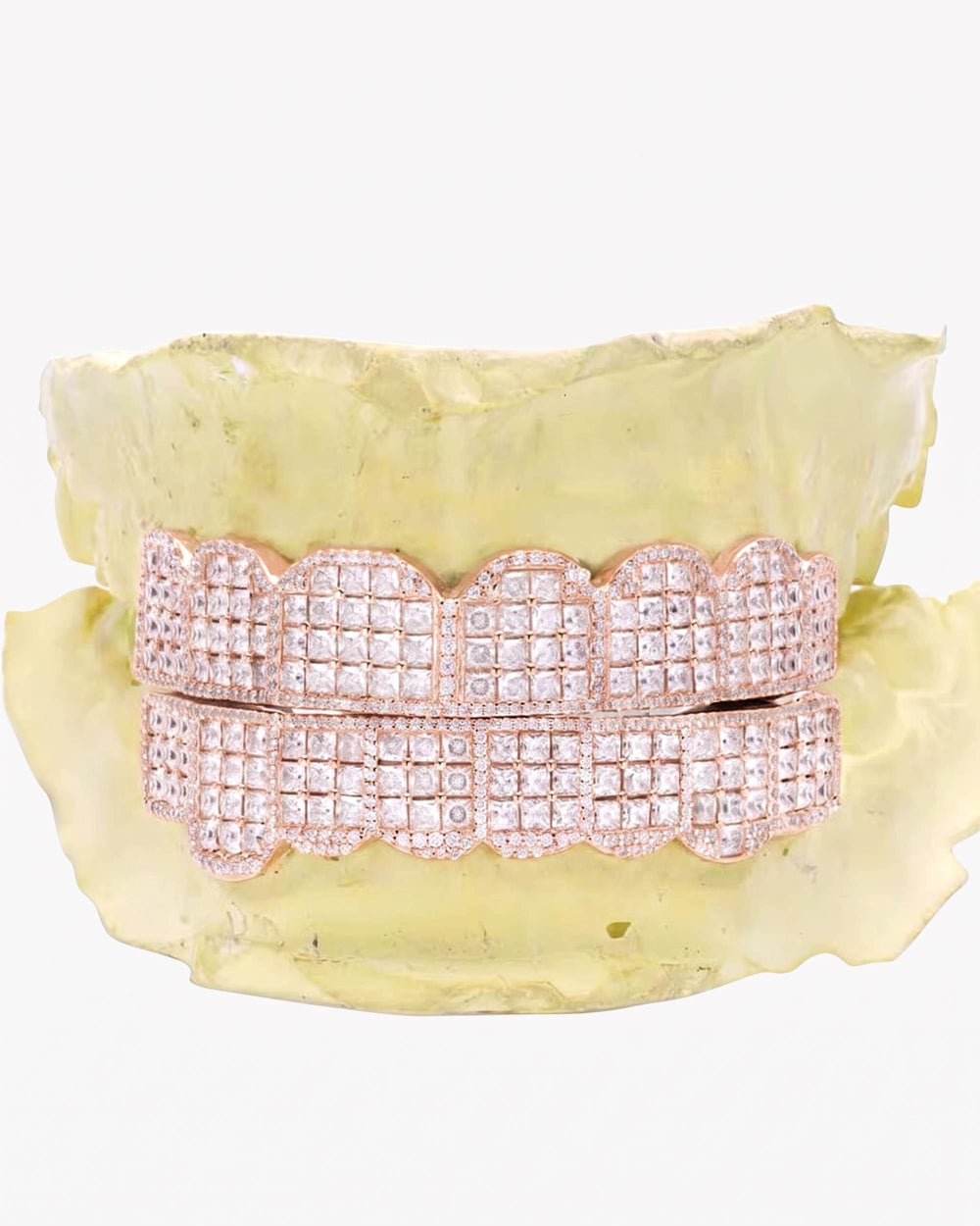Prong Set Princess Cut Moissanite Diamond Grillz - Rose Gold