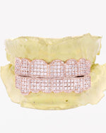 Prong Set Princess Cut Moissanite Diamond Grillz - Rose Gold