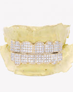 Prong Set Princess Cut Moissanite Diamond Grillz - Yellow Gold