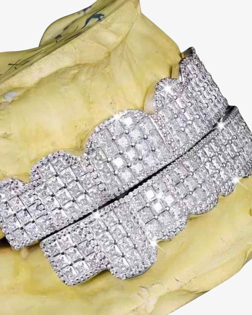 prong set princess cut moissanite grillz white background icecartel px side