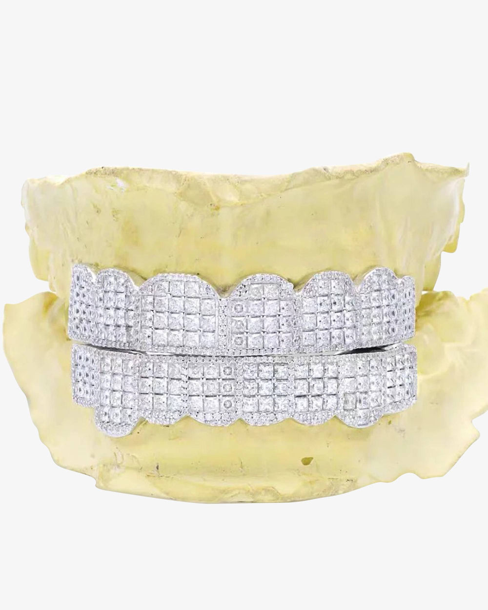 Prong Set Princess Cut Moissanite Diamond Grillz - White Gold