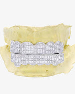 Prong Set Princess Cut Moissanite Diamond Grillz - White Gold