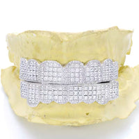 Prong set princess cut moissanite grillz white background