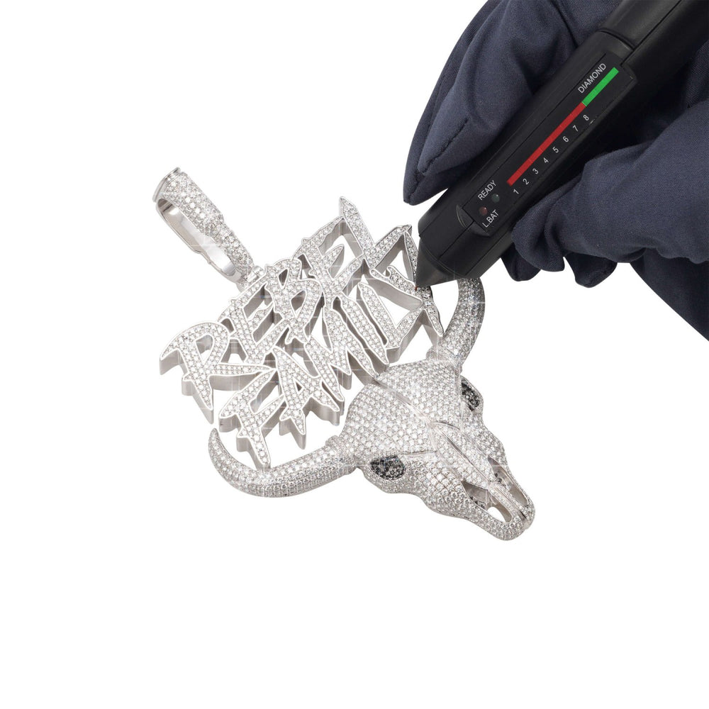 rebel family custom logo moissanite pendant 14k gold icecartel test