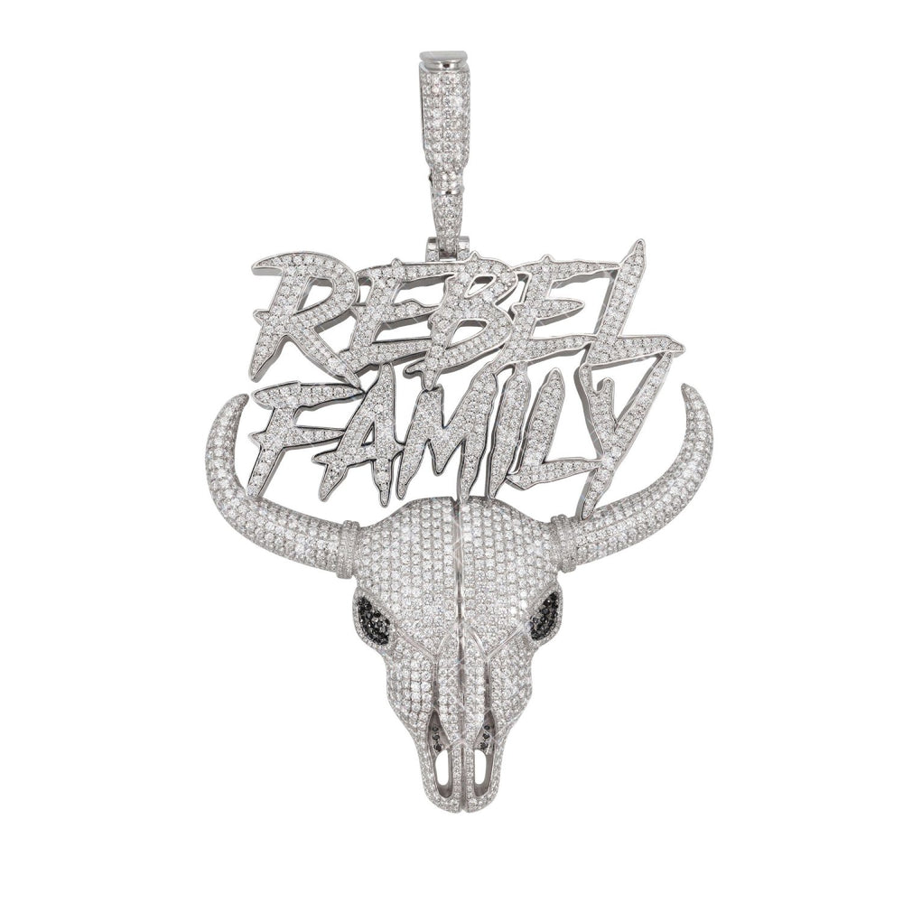 rebel family custom logo moissanite pendant 14k gold icecartel