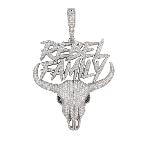 rebel family custom logo moissanite pendant 14k gold icecartel