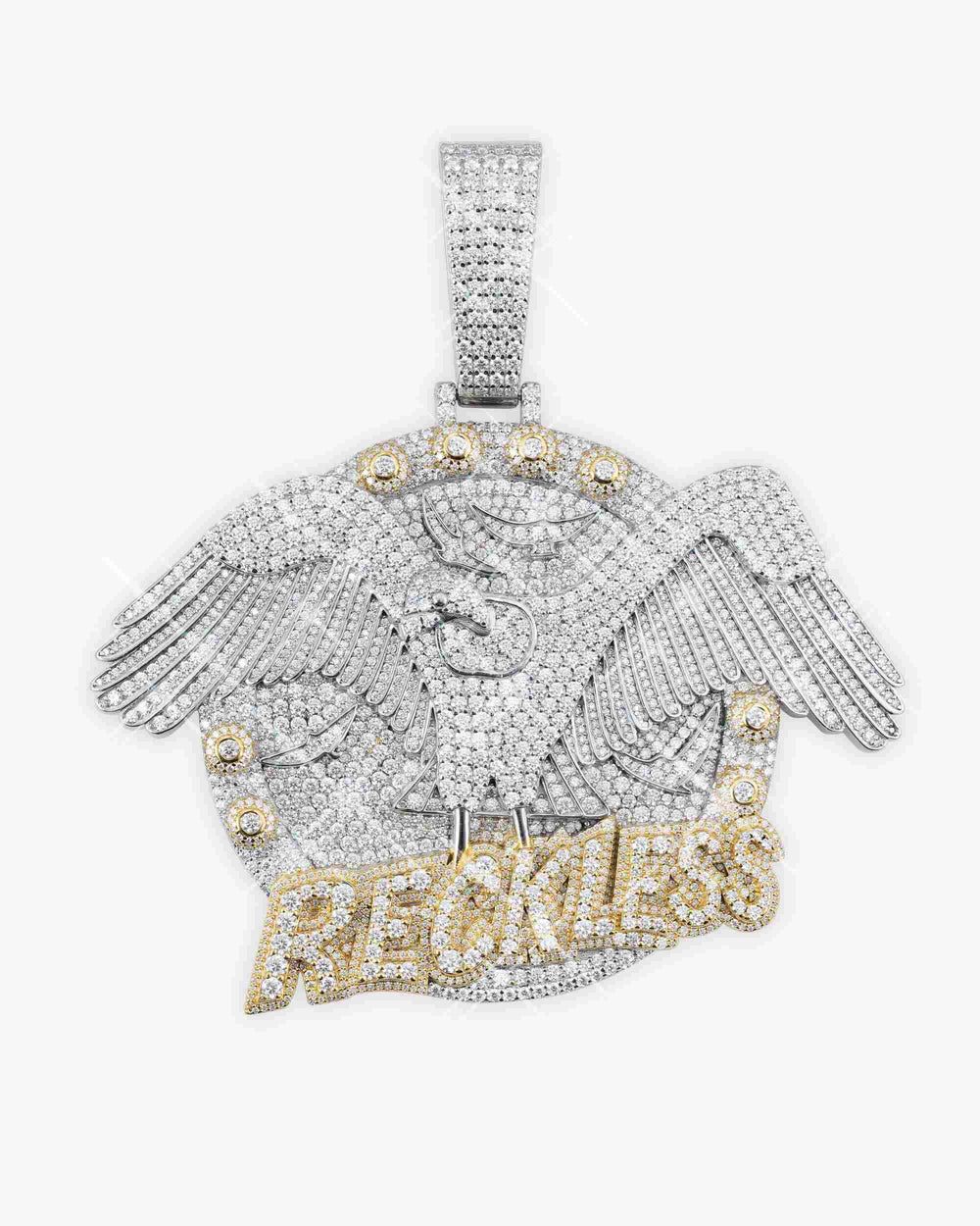 reckless eagle custom moissanite logo pendant 14k gold icecartel main