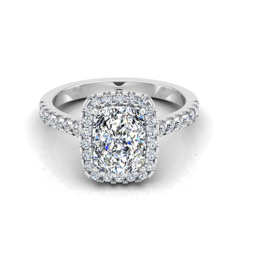 Rectangular Cushion Moissanite Halo Engagement Ring front