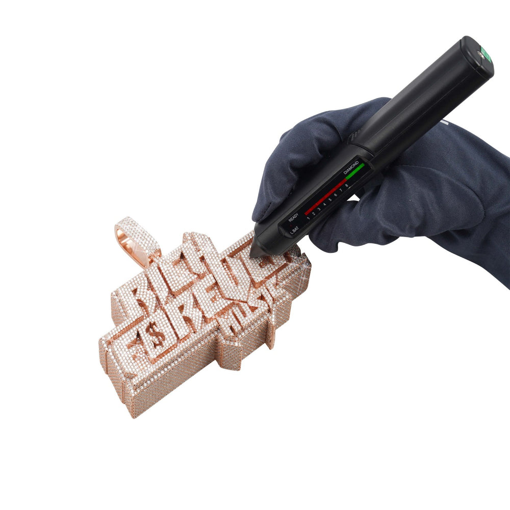 rich forever custom moissanite name pendant 14k gold ICECARTEL TEST