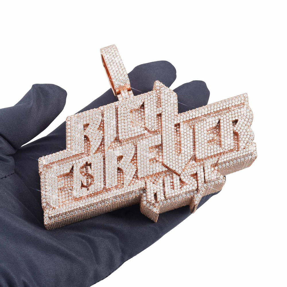 rich forever custom moissanite name pendant 14k gold ICECARTEL hand