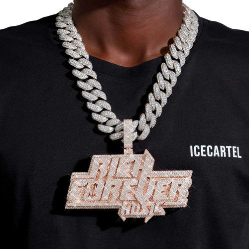 rich forever custom moissanite name pendant 14k gold ICECARTEL model