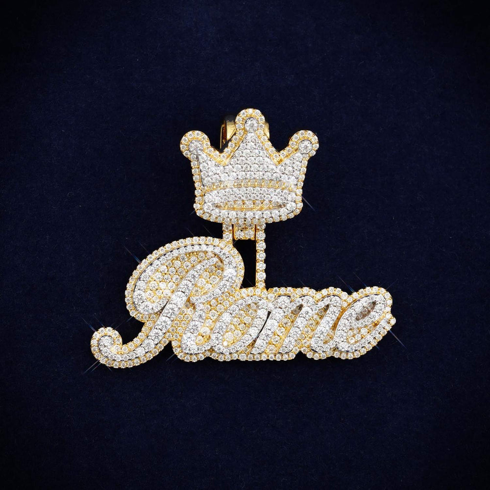 rome custom name moissanite pendant 14k gold icecartel main
