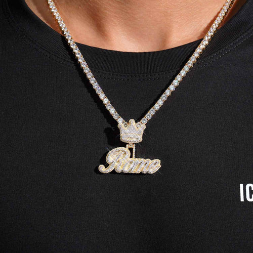rome custom name moissanite pendant 14k gold icecartel model