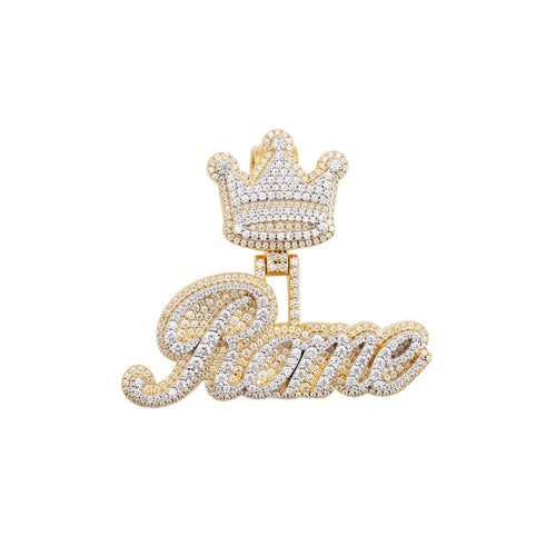 rome custom name moissanite pendant 14k gold icecartel white